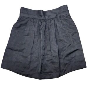 Bensoni Mini Skirt Women 6 Black Linen Blend Pleated‎ High Waist Side Zip USA
